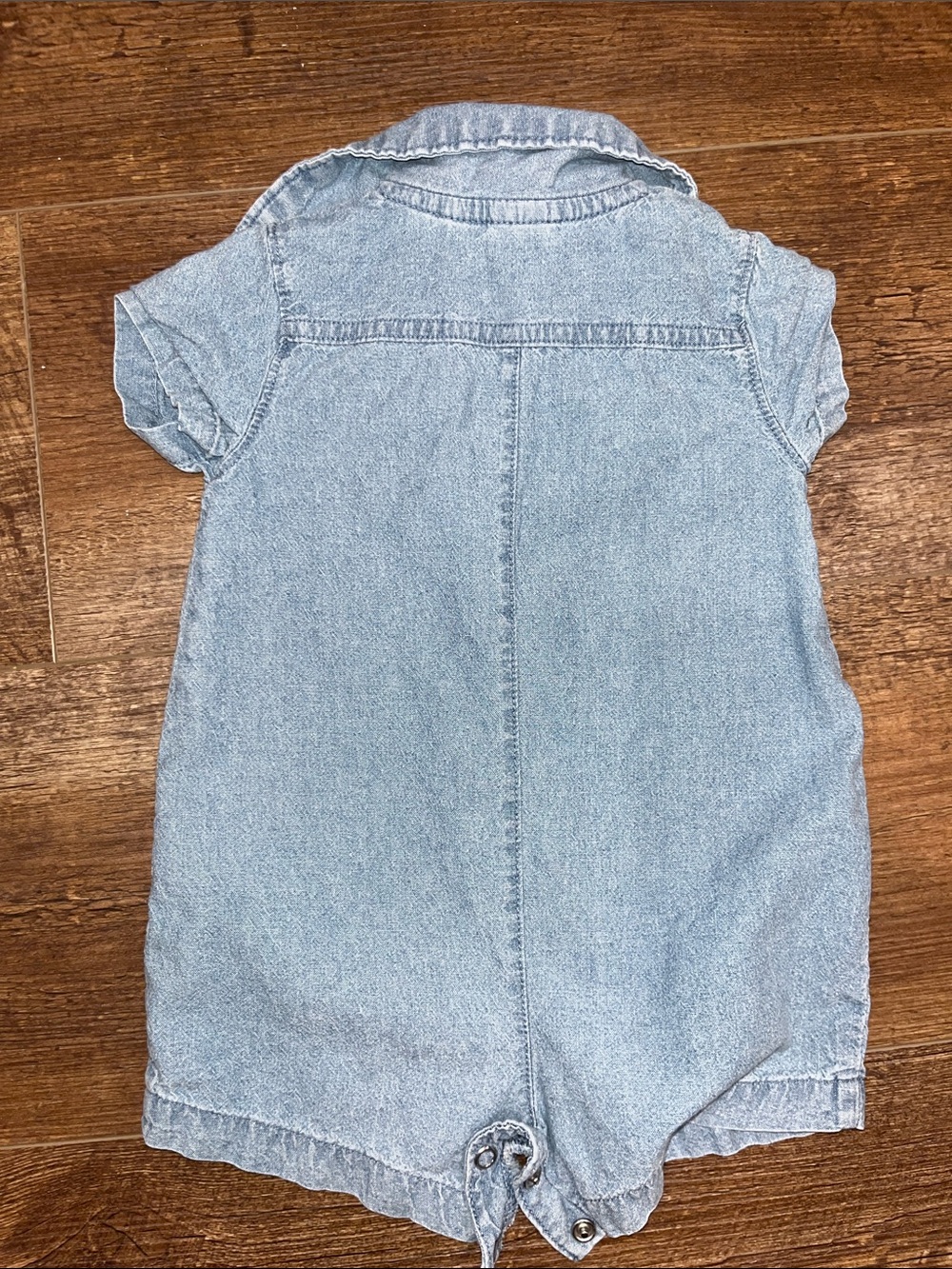 Carter's Light Blue Denim Short Sleeve Romper with Collar - Picture 2 of 2